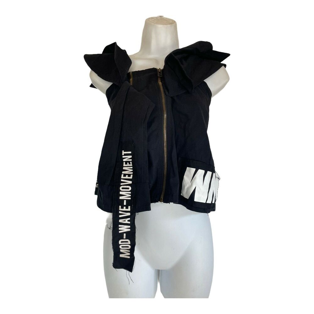 mod wave movement mwm Black Double zip front Top M